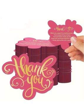 Pink Matte Double-Sided Thank You Cards 50 pieces NIP